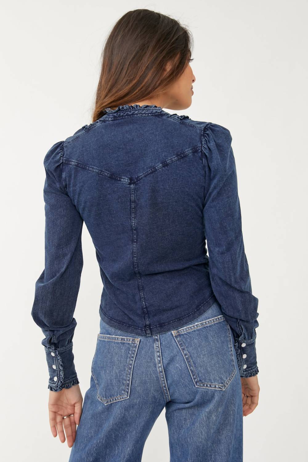 Blusa de manga larga color azul marino