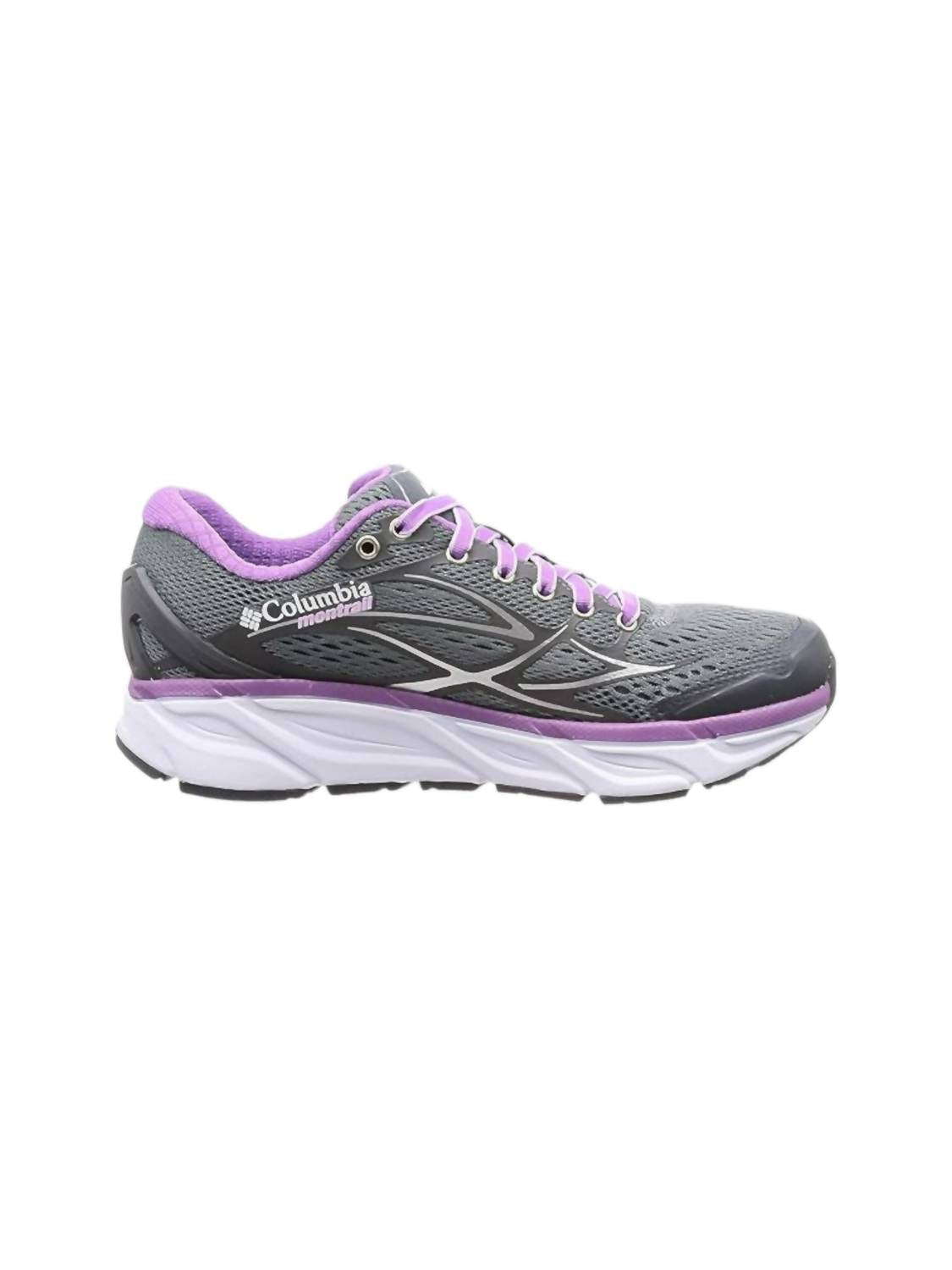 Tenis para correr de mujer color gris y violeta