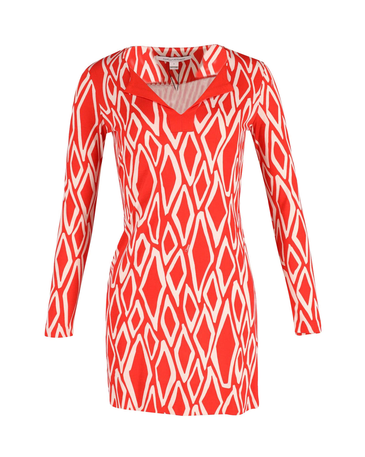 Vestido de seda corto con estampado color rojo