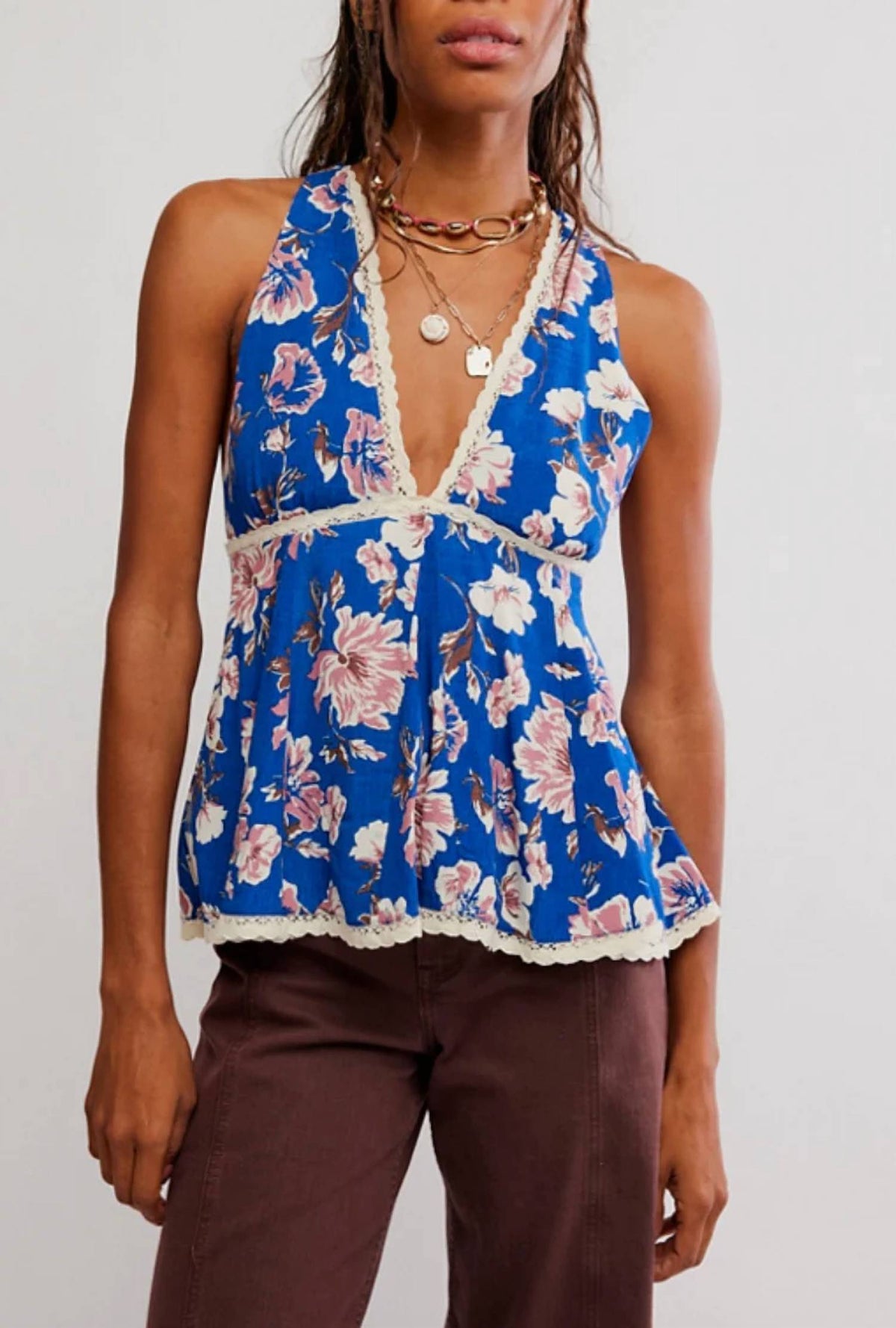 Camiseta sin mangas con estampado color azul
