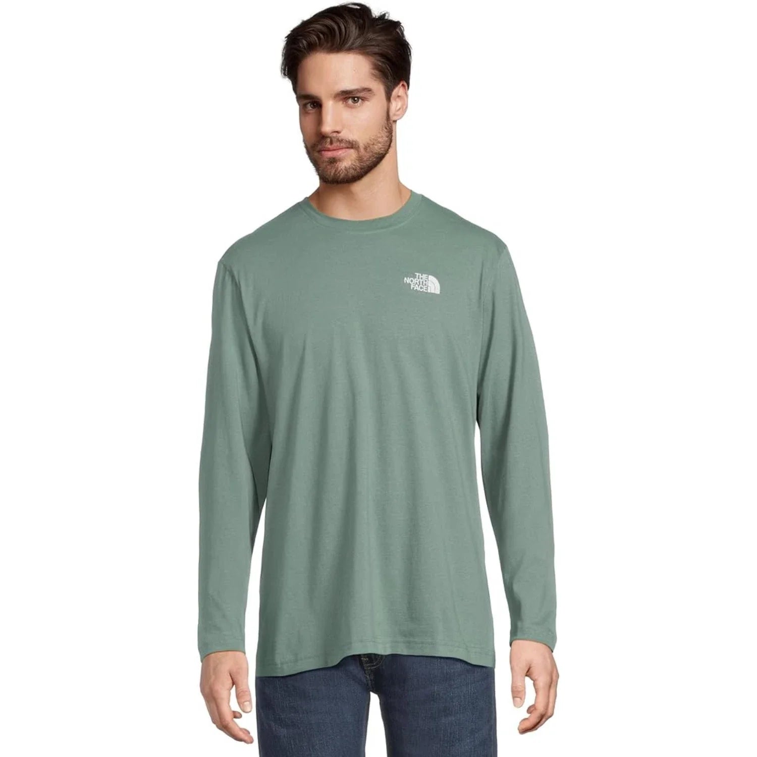 Camiseta de hombre de algodón de manga larga color verde