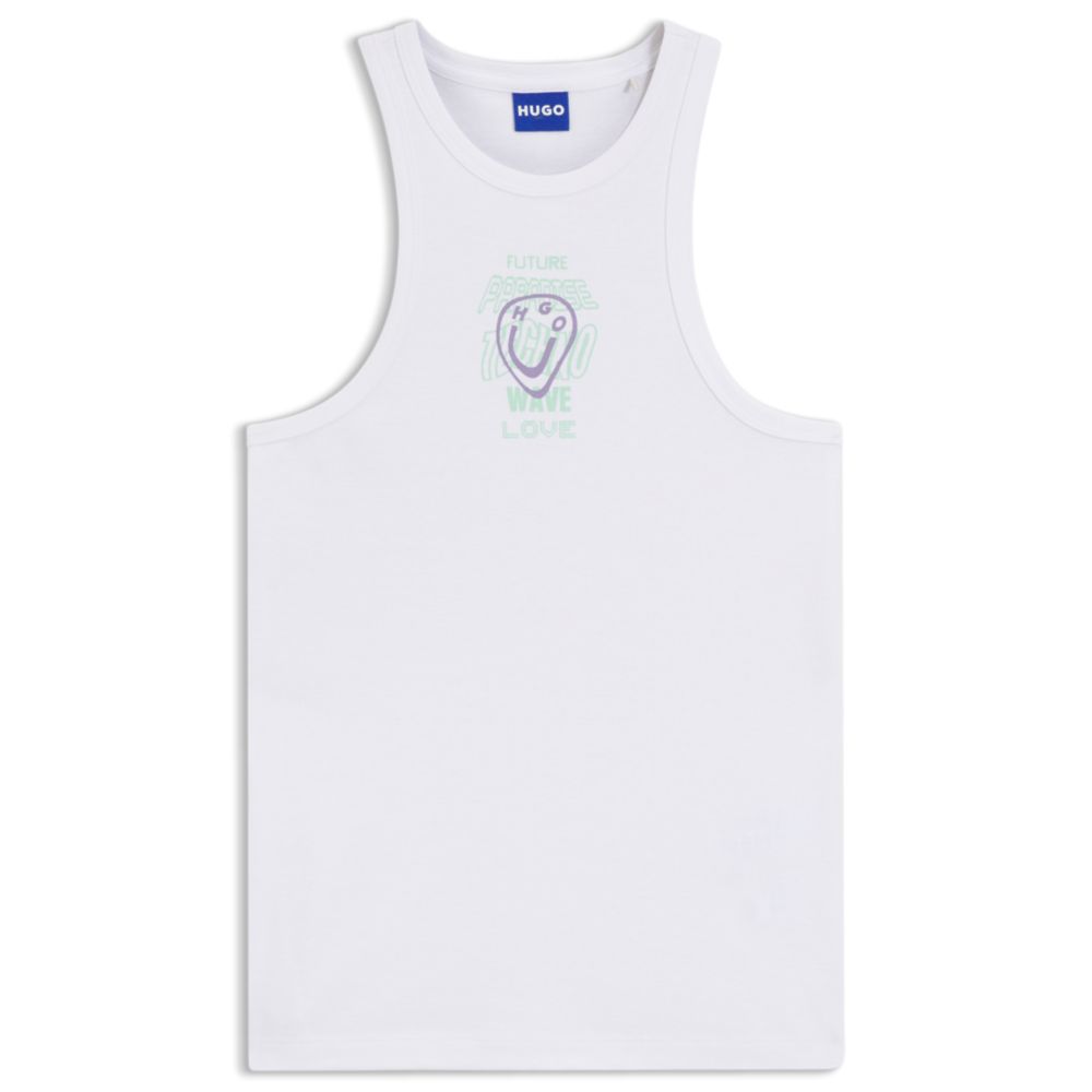 Camiseta sin mangas de algodón con tejido acanalado