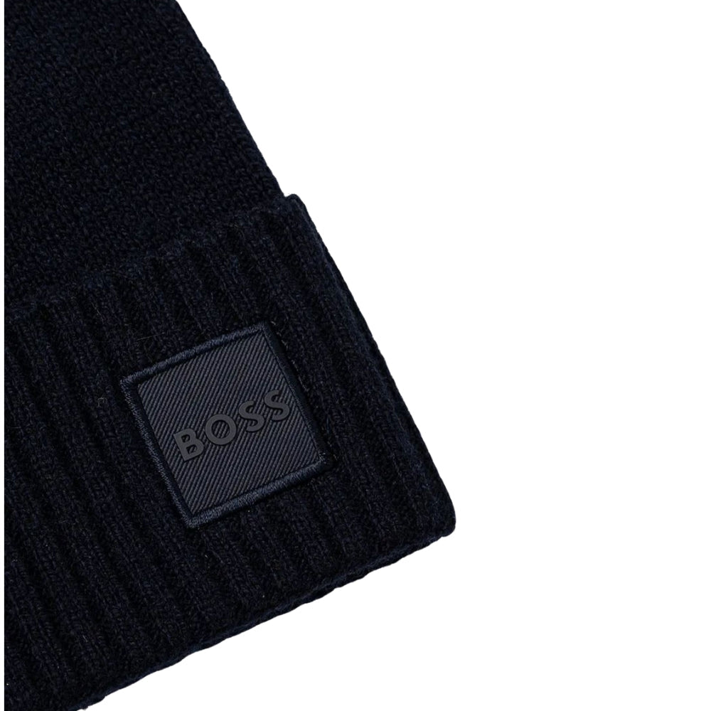 Gorro tejido de hombre de mezcla de lana color negro