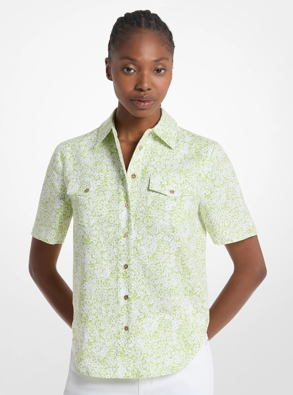 Camisa de mezcla de lino con estampado floral