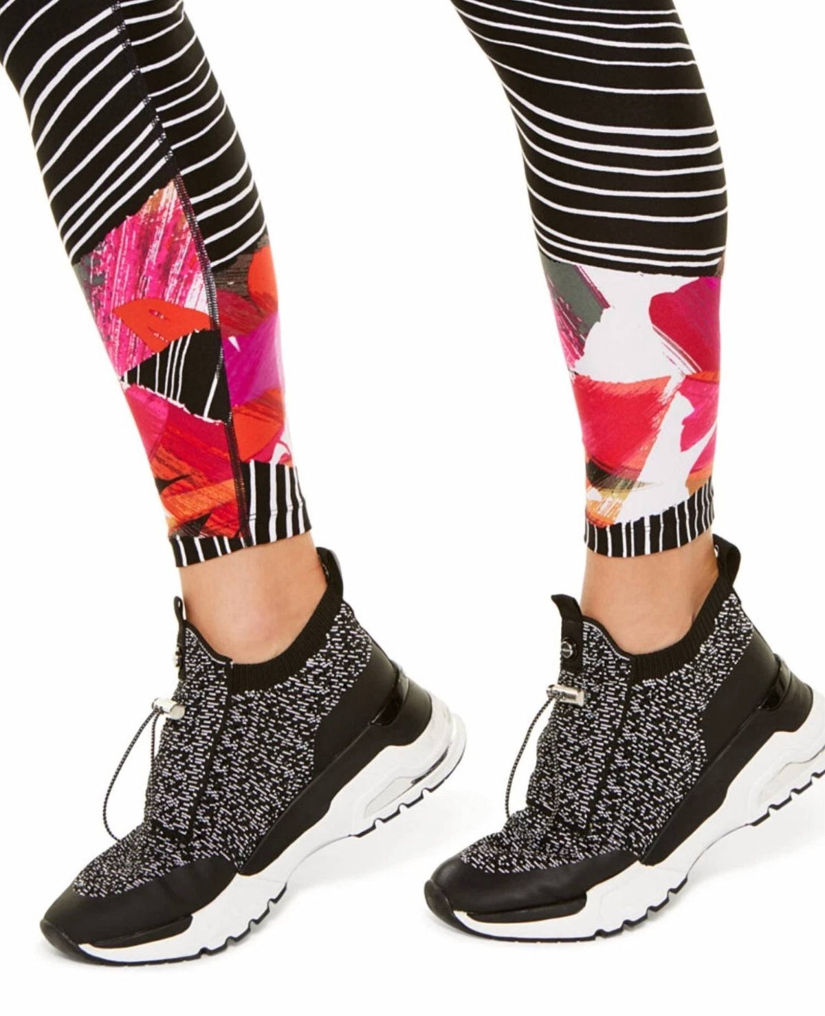 Leggings de tiro alto a rayas color negro