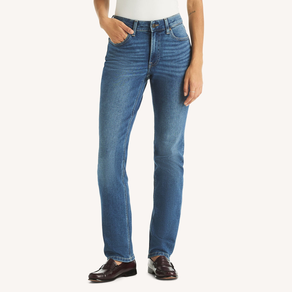 Pantalón de mujer de mezclilla de tiro medio