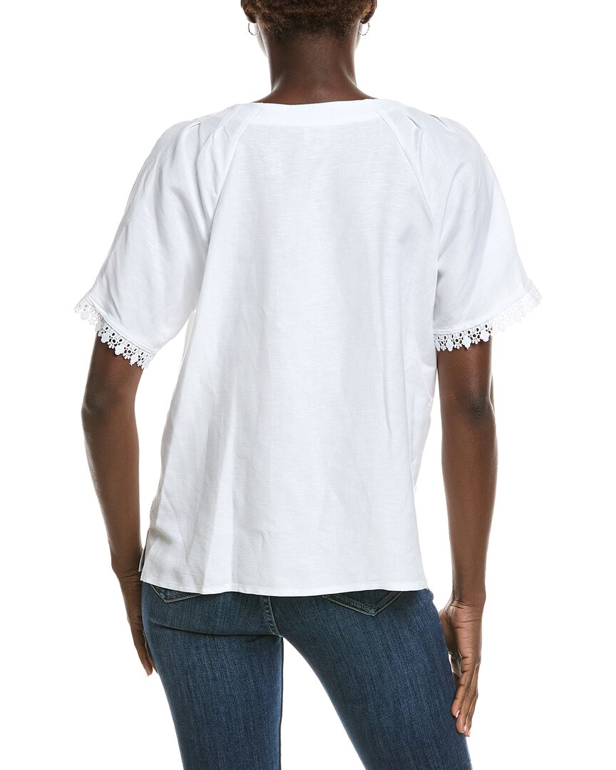 Blusa de mezcla de lino con pliegues
