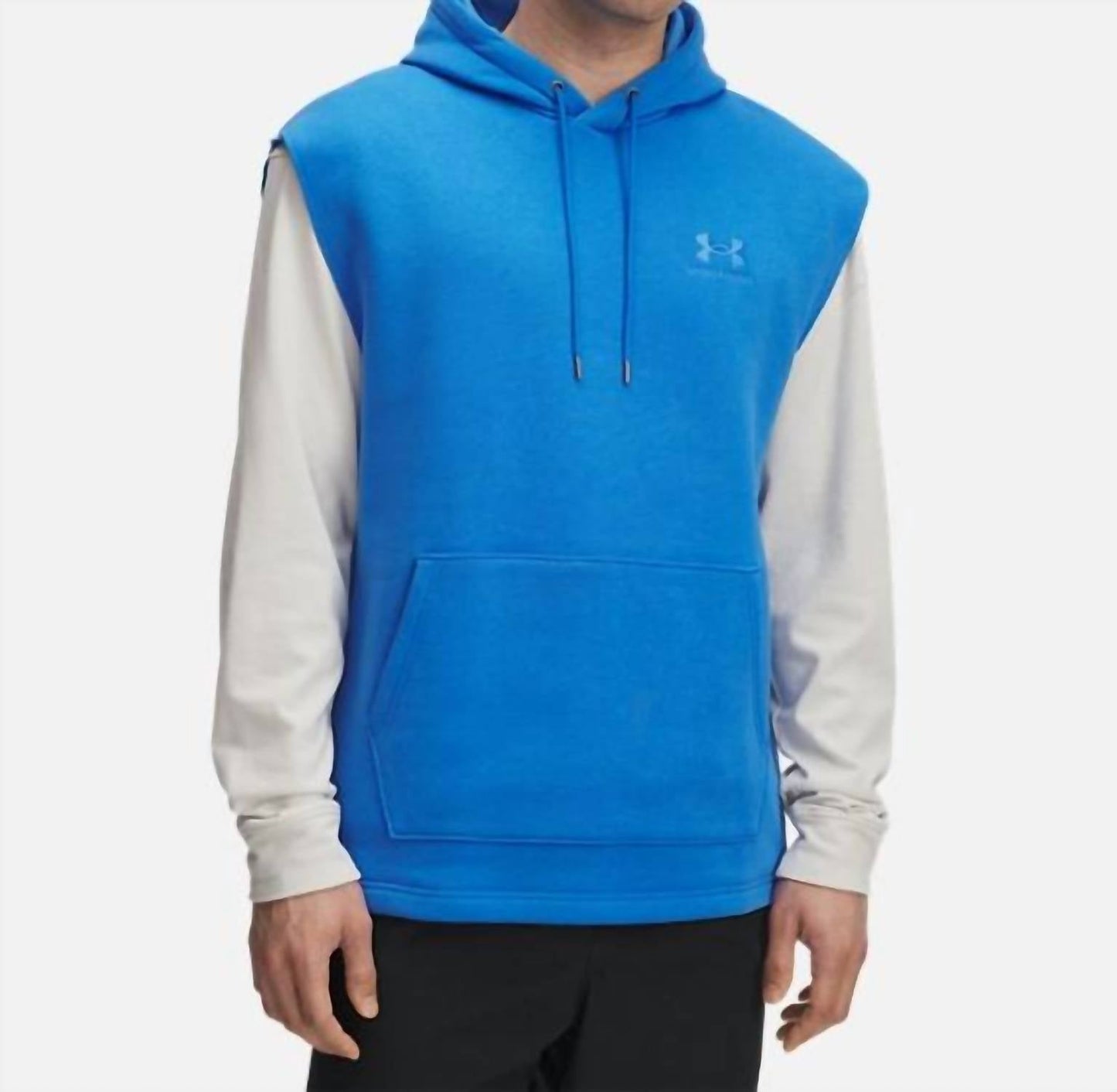 Buzo con capucha de hombre sin mangas color blanco y azul