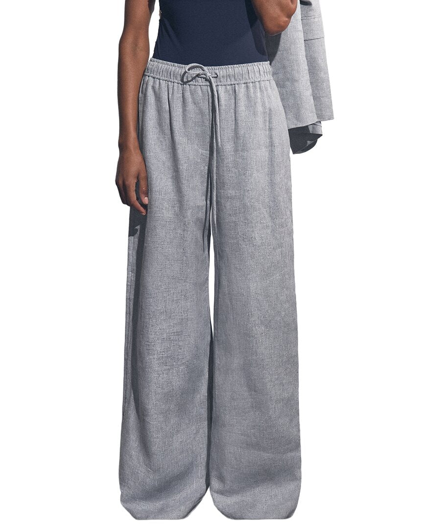 Pantalón de mezcla de lino de pierna ancha