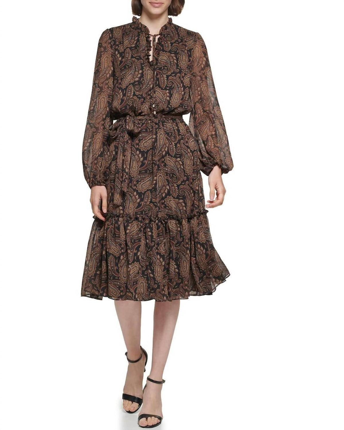 Vestido de gasa midi color marfil