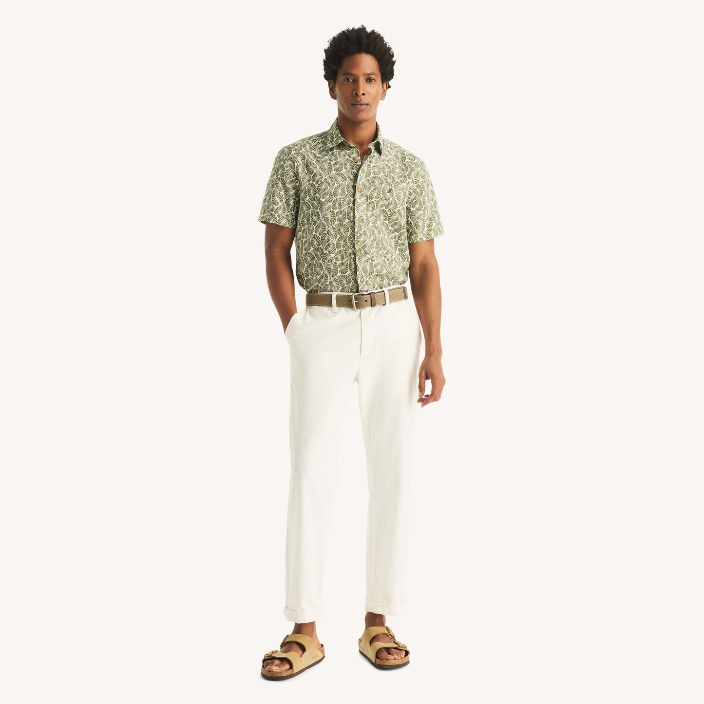 Camisa de hombre de lino de manga corta