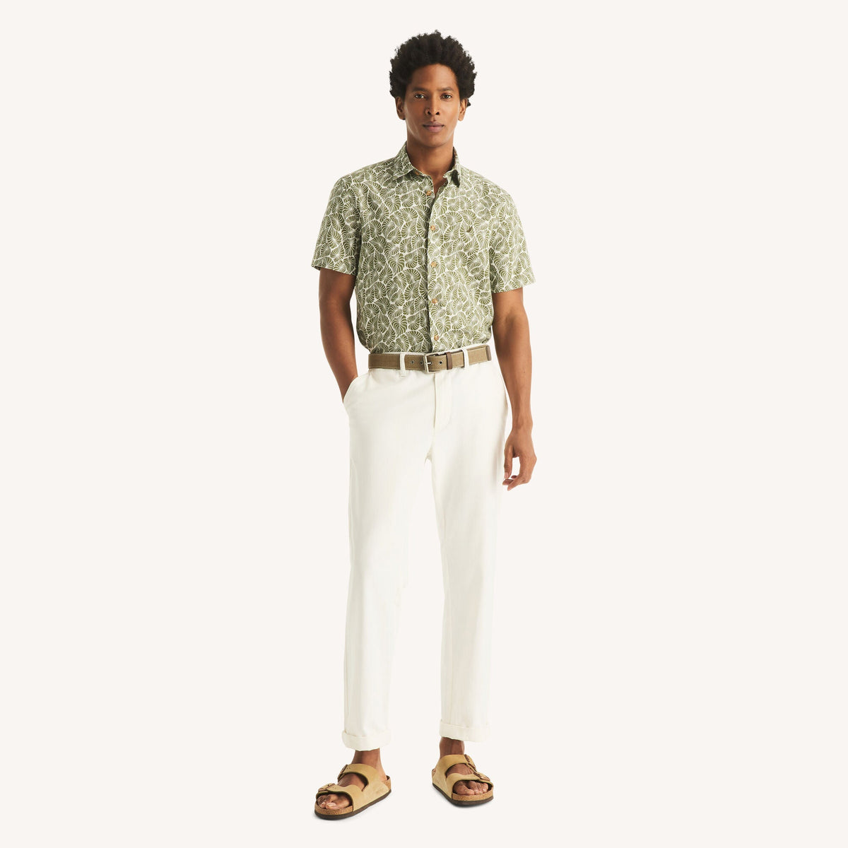 Camisa de hombre de lino de manga corta