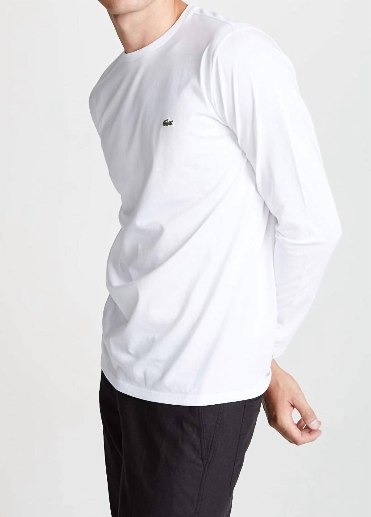 Camiseta de manga larga con cuello redondo color blanco