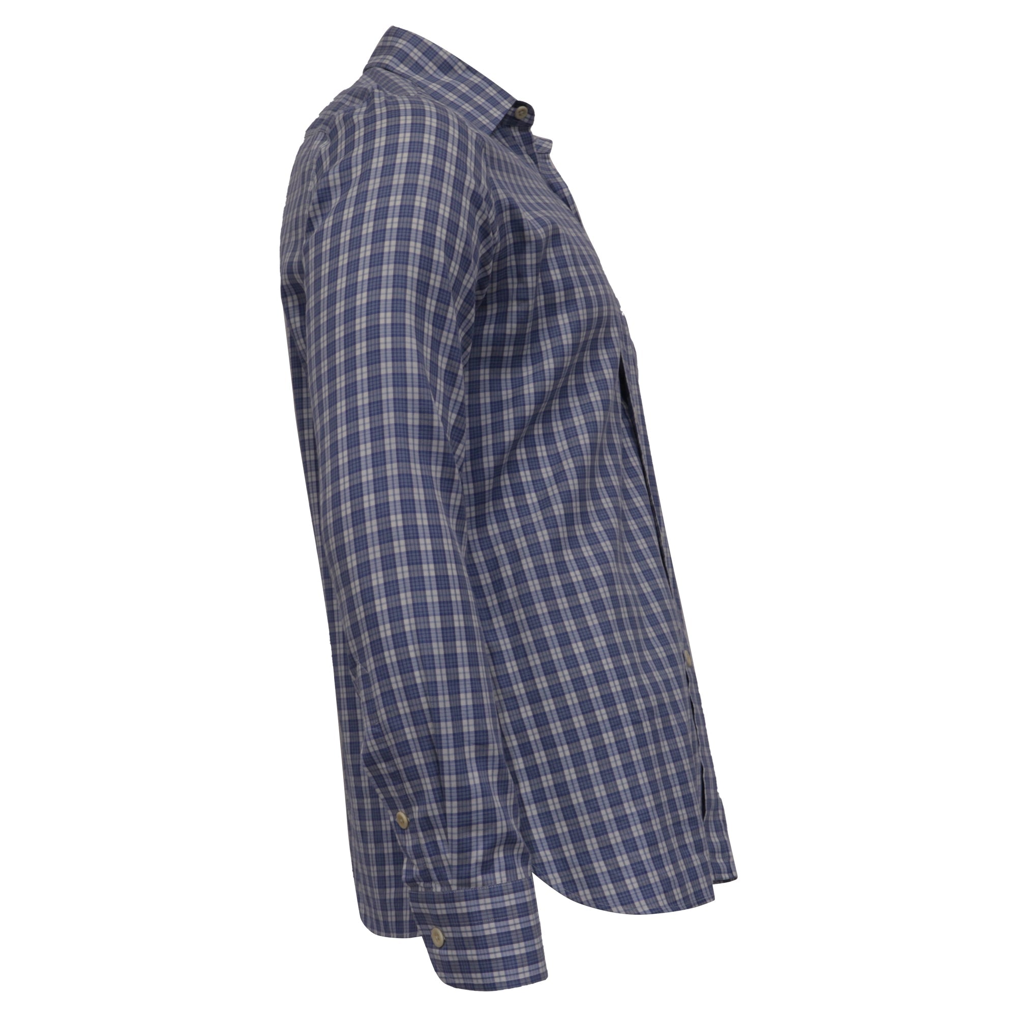 Camisa de algodón a cuadros color azul claro