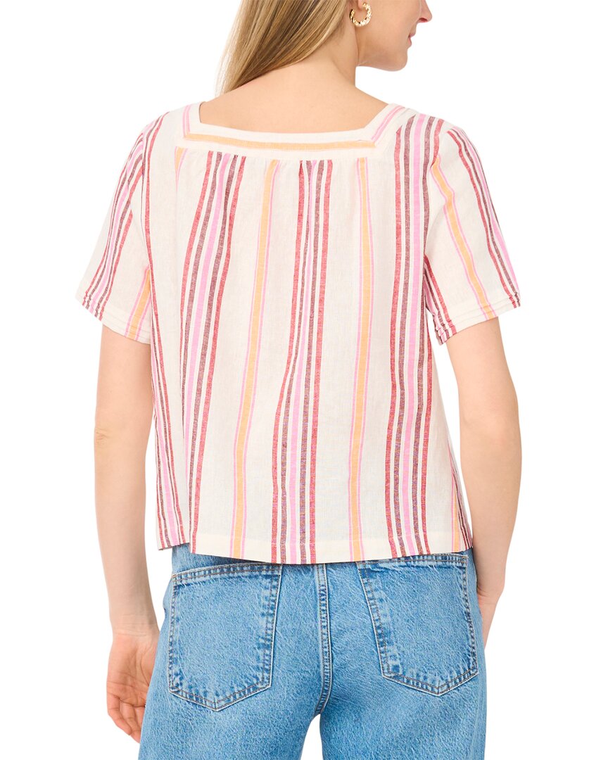 Blusa de mezcla de lino con escote cuadrado