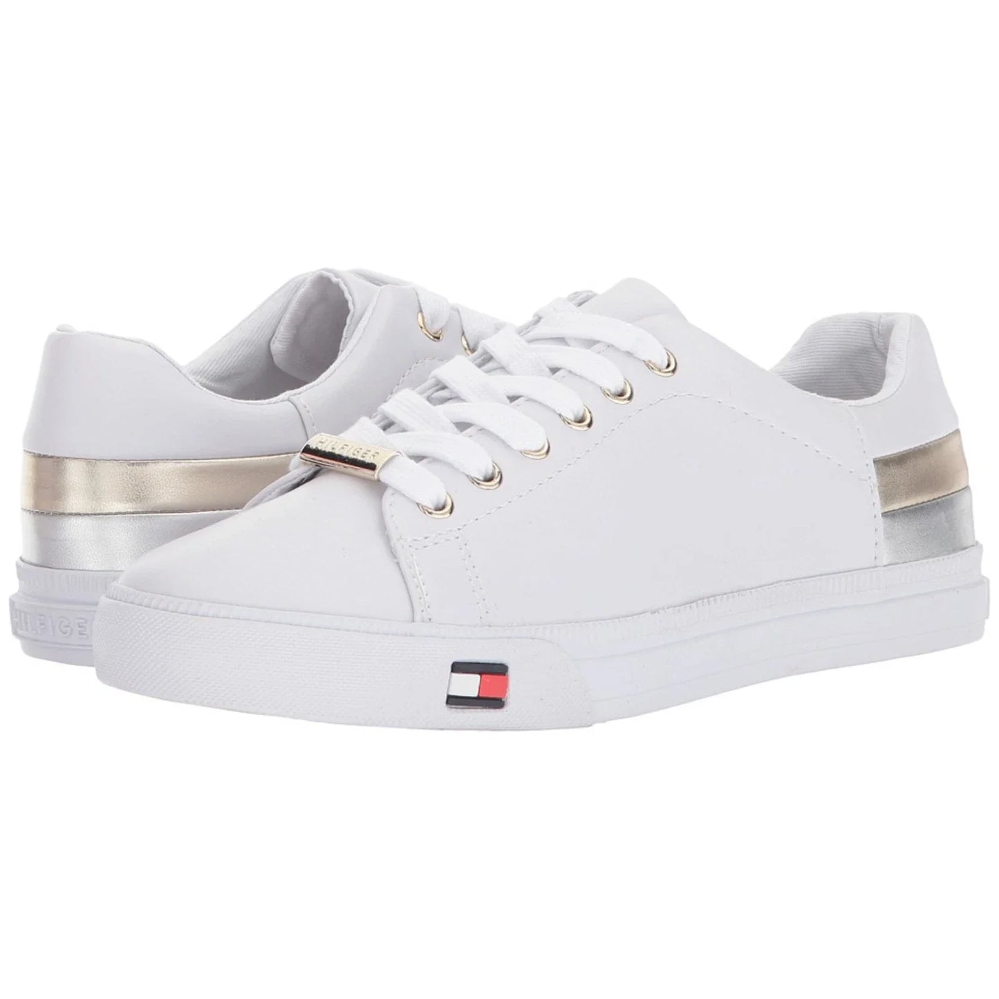 Tenis de mujer de efecto cuero color blanco