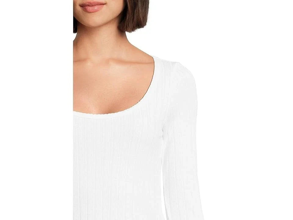 Camiseta de mujer de manga larga con tejido calado color blanco