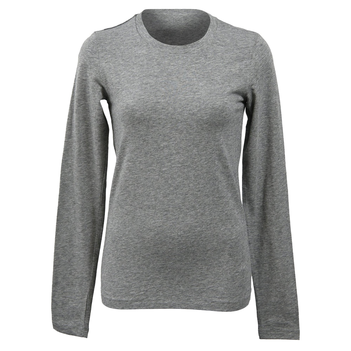 Top de algodón de manga larga con cuello redondo color gris