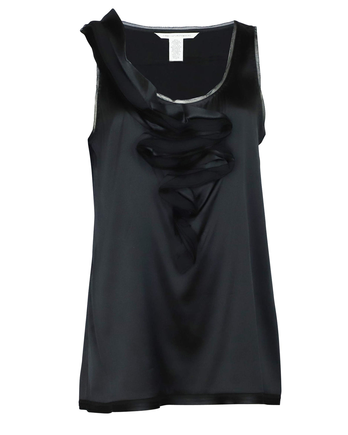 Blusa de seda sin mangas con boleros color negro