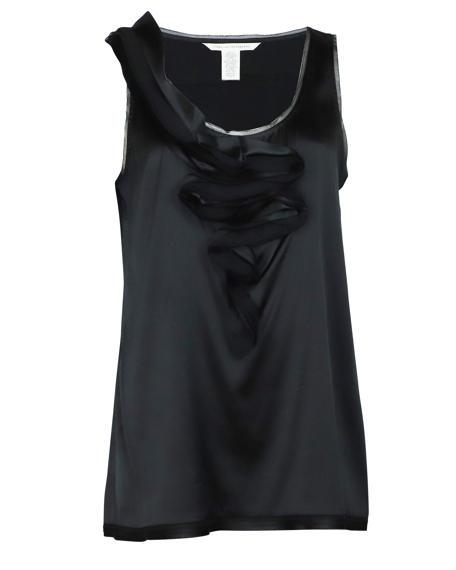 Blusa de seda sin mangas con boleros color negro