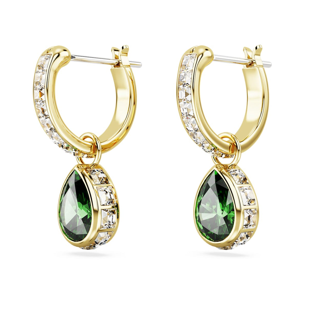 Aretes color verde y dorado