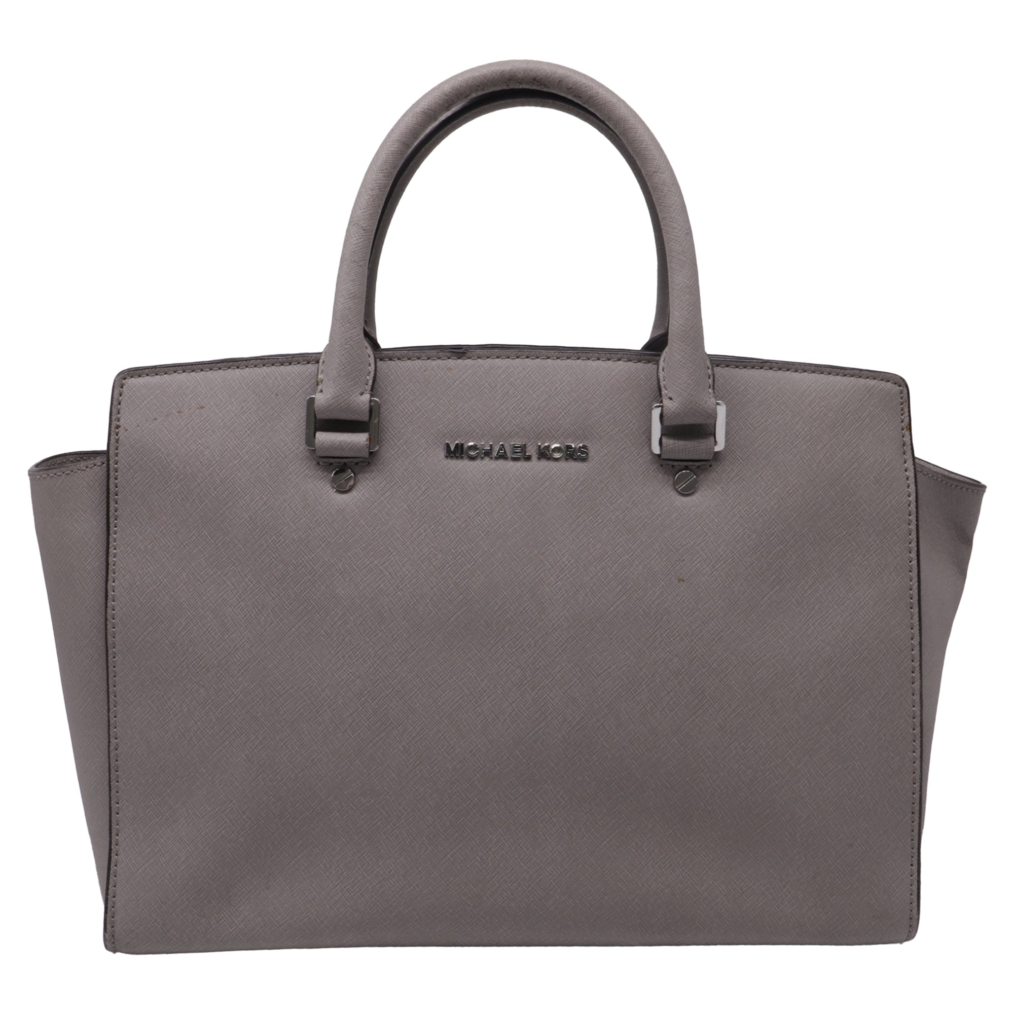 Bolso de cuero color gris