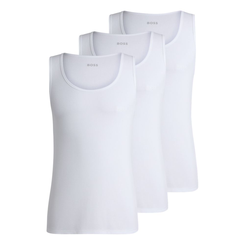Camiseta sin mangas (3 unidades) de algodón con bordado