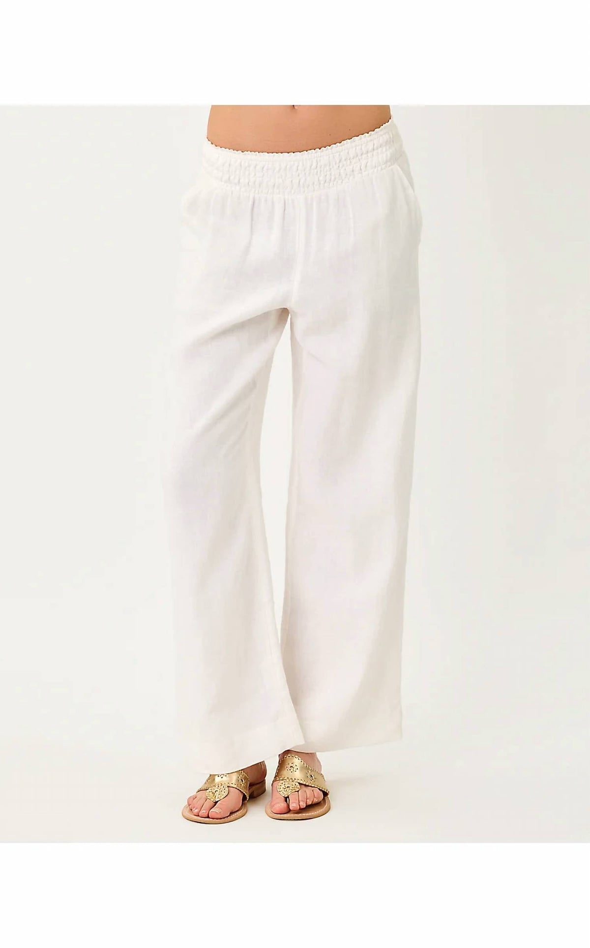 Pantalón de lino color blanco