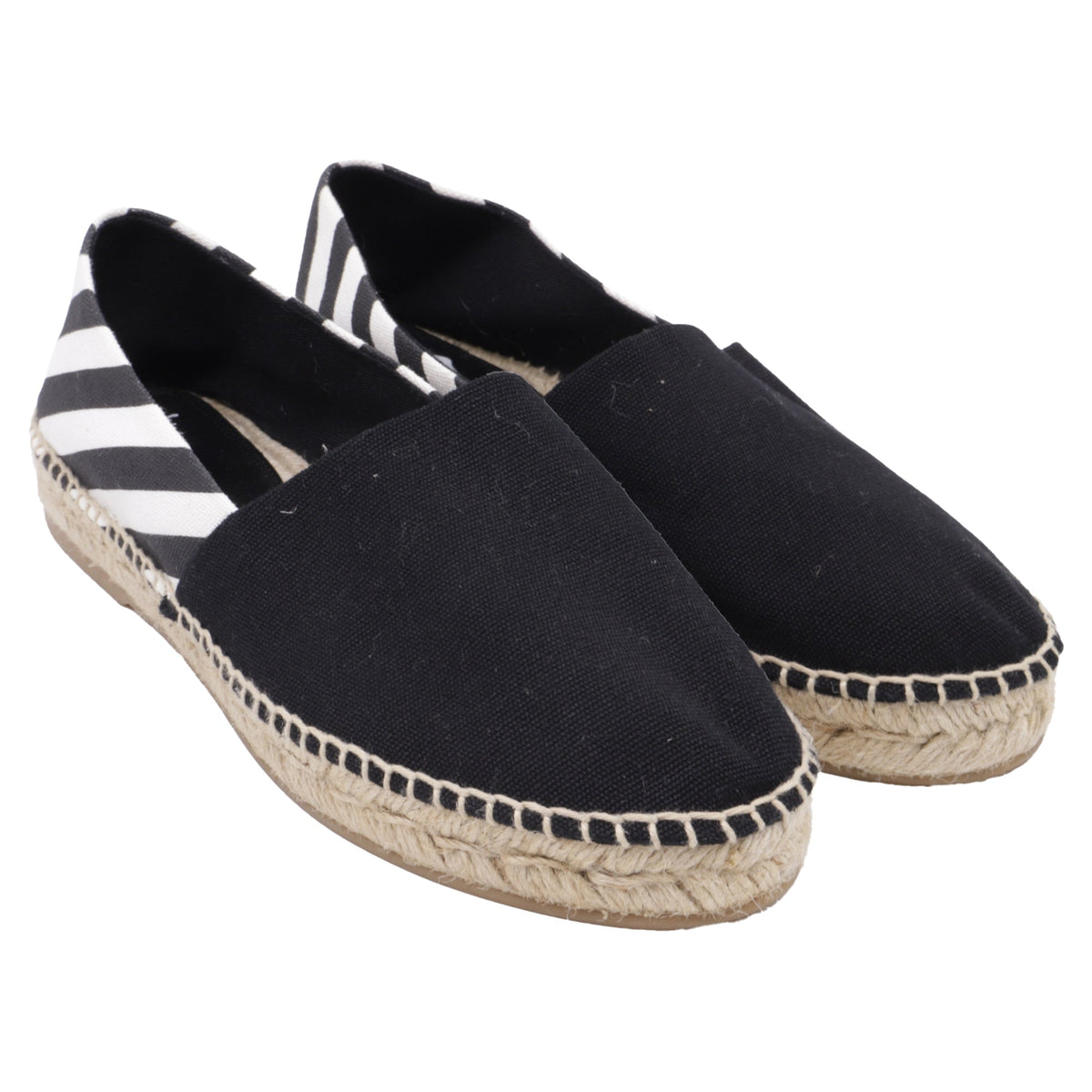 Alpargatas de lona a rayas sin cordones color negro