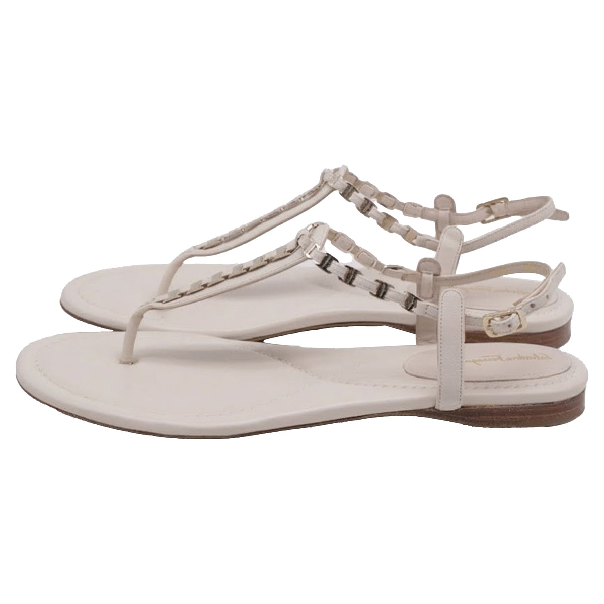 Sandalias de cuero color blanco