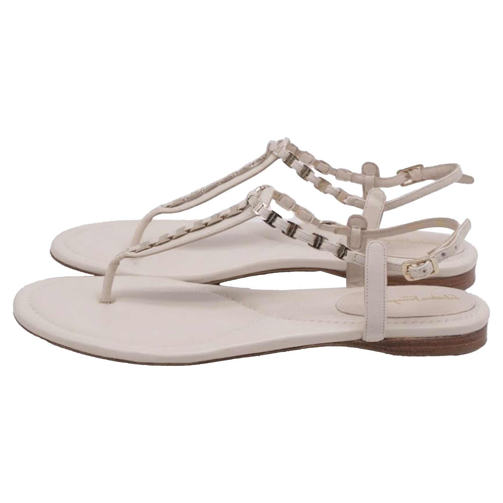 Sandalias de cuero color blanco