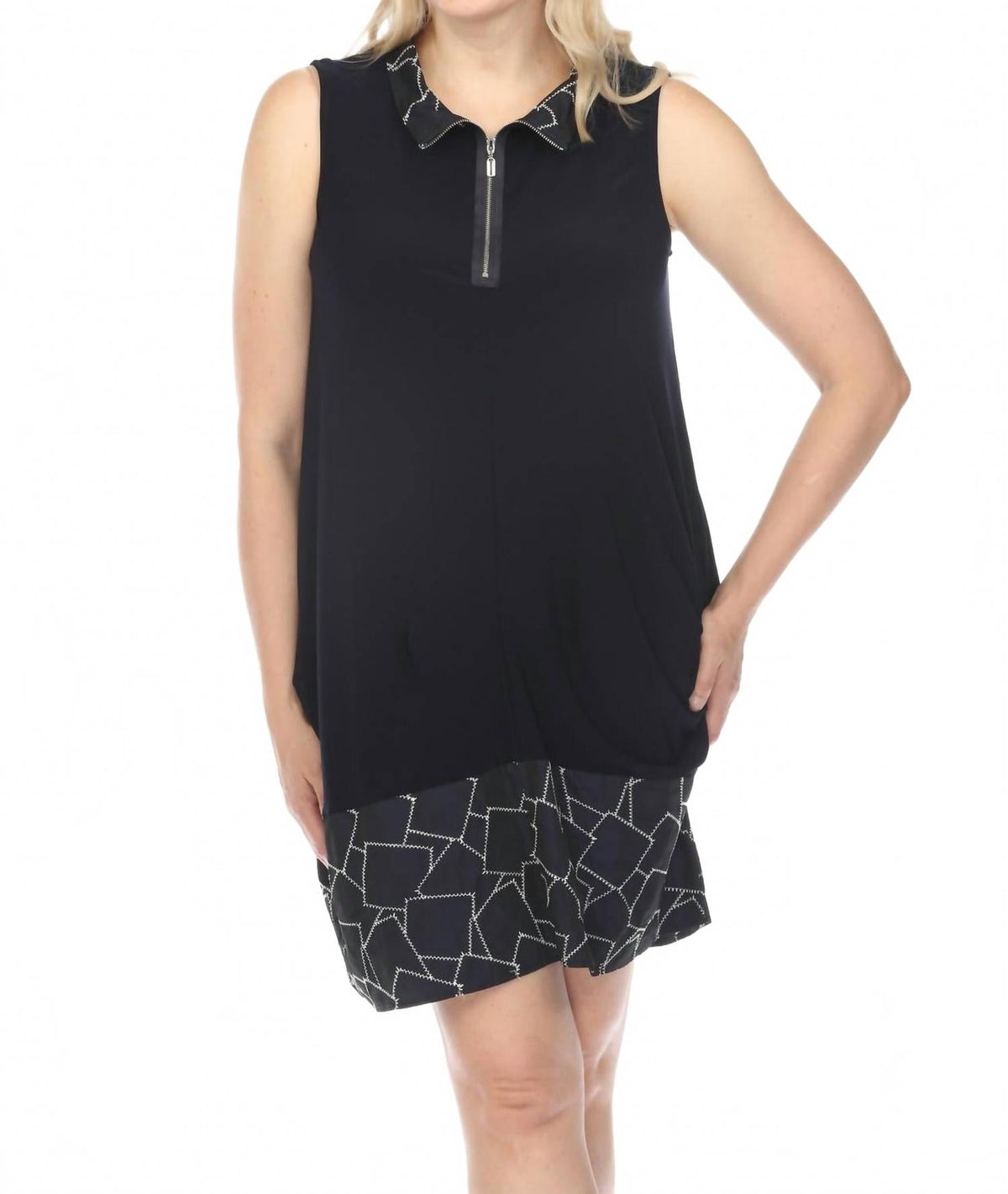 Vestido sin mangas color blanco y azul