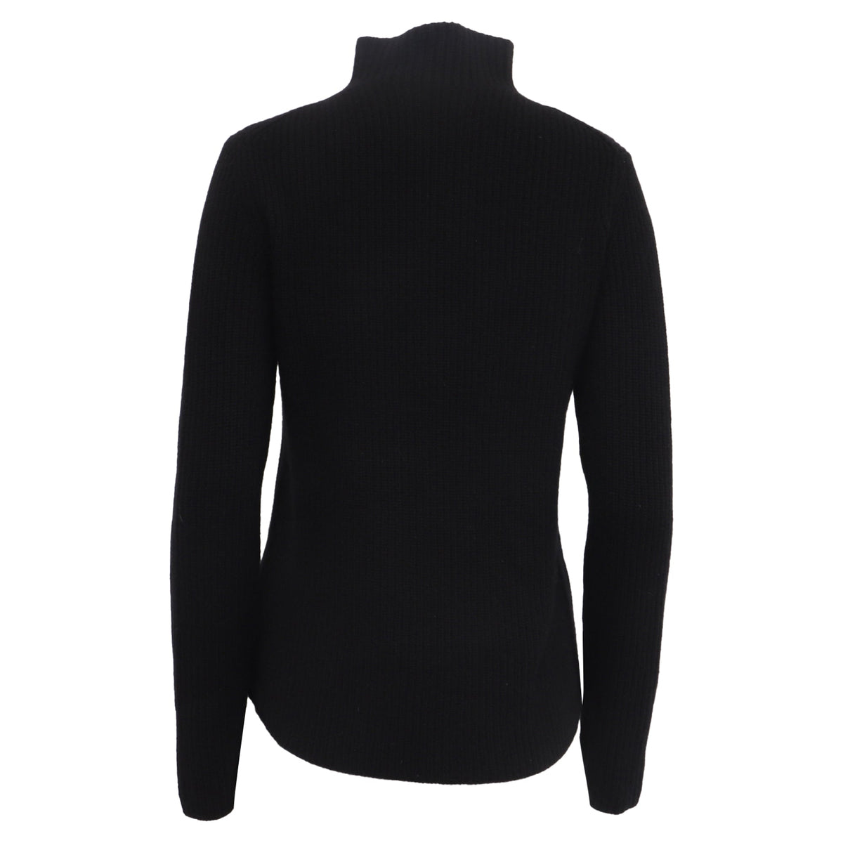 Suéter de cachemira con cuello alto con tejido acanalado color negro