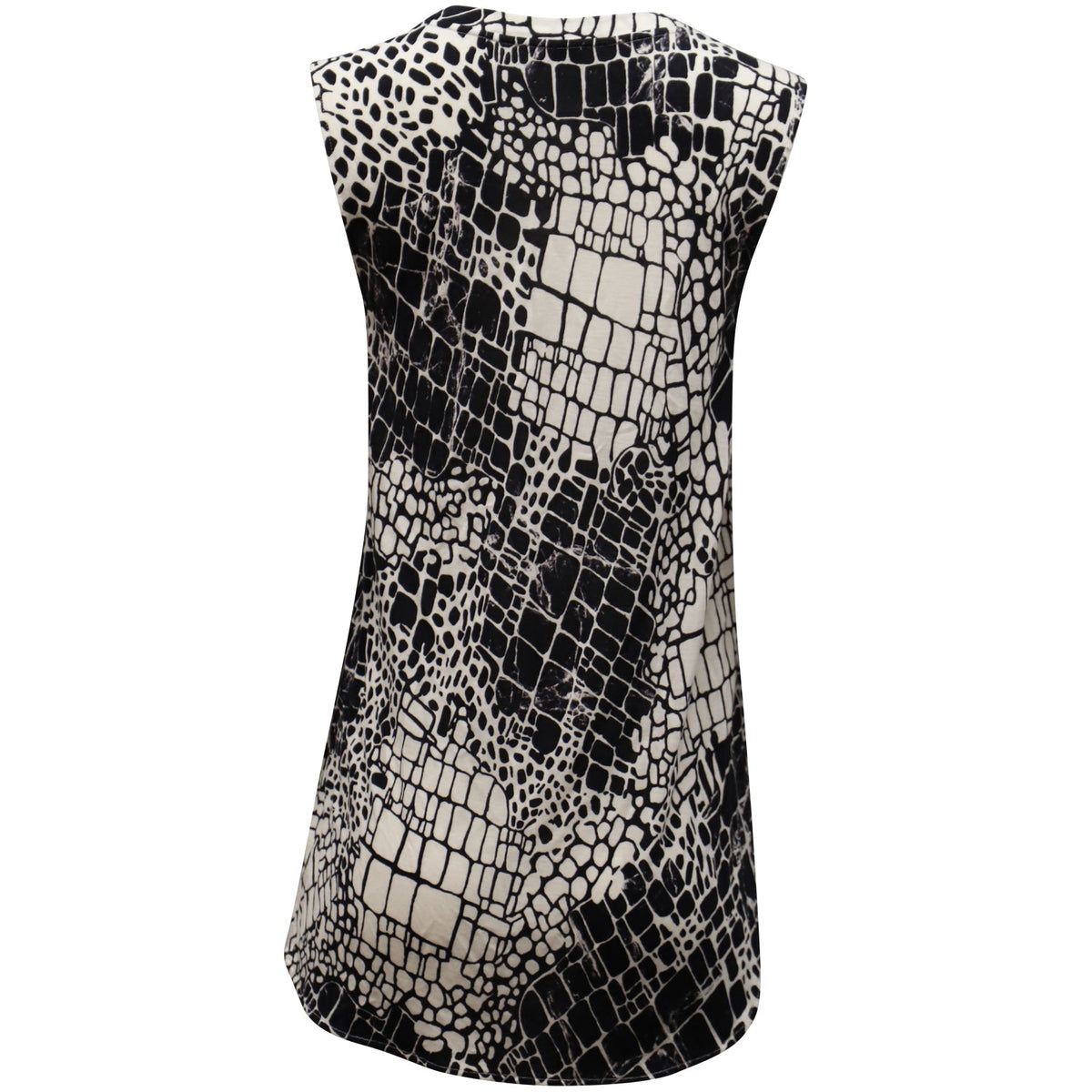 Top sin mangas color negro y blanco