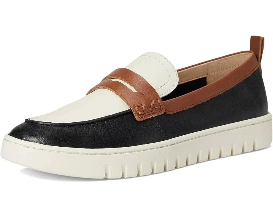 Mocasines de mujer de cuero sin cordones color negro