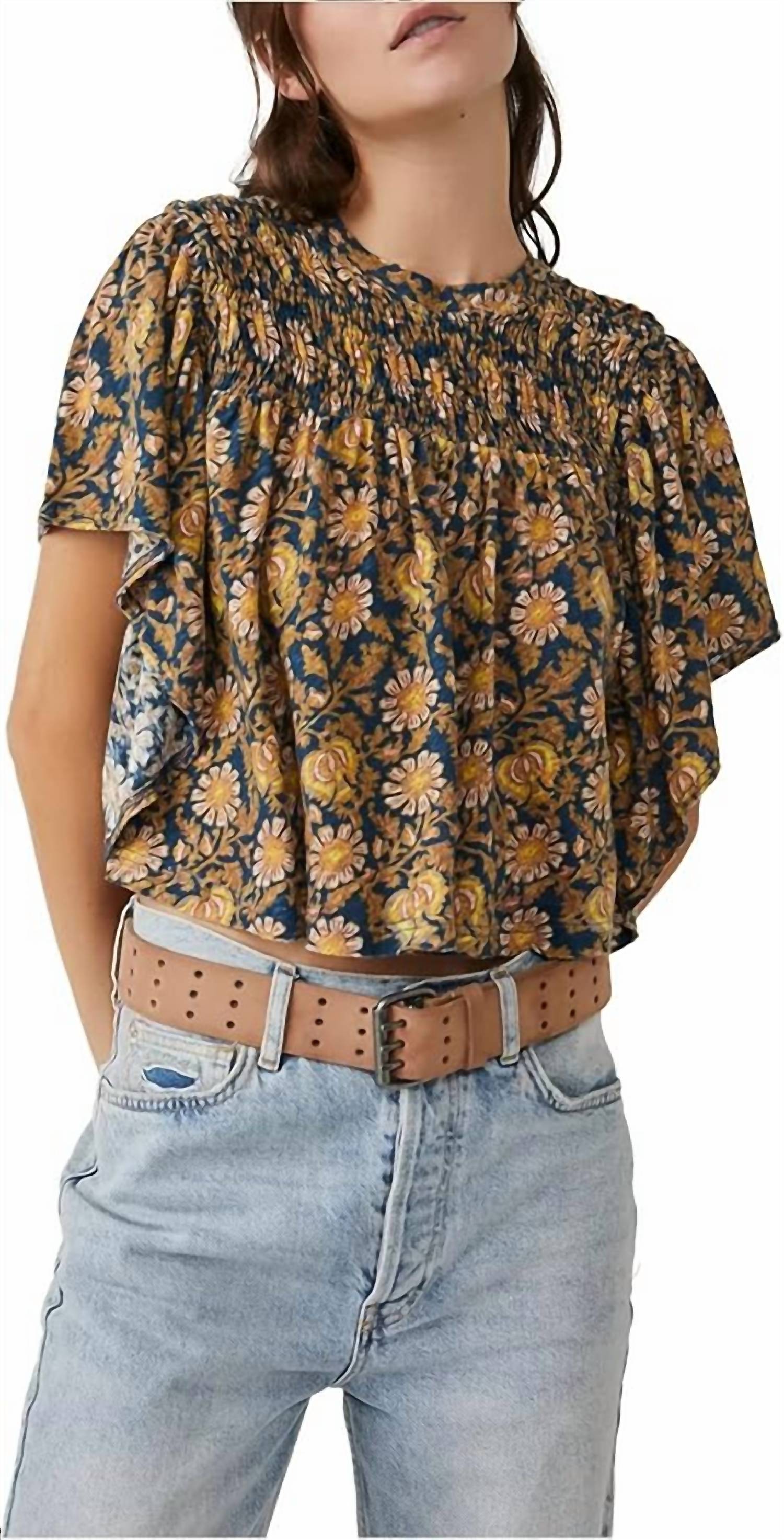 Top con estampado color azul marino