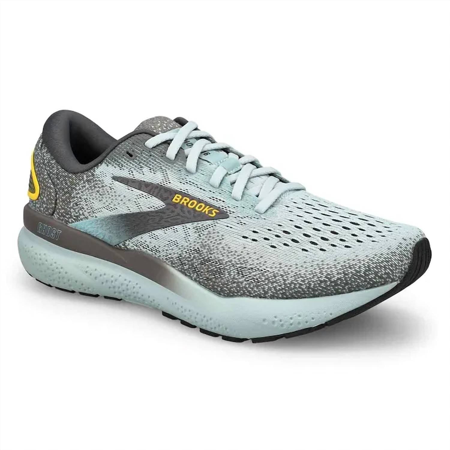 Tenis para correr de hombre color gris y dorado
