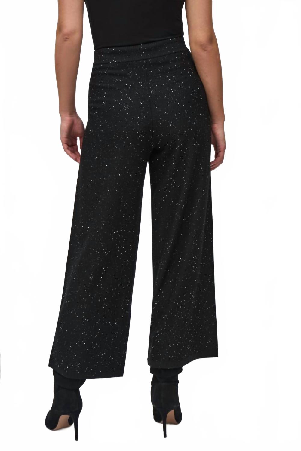 Pantalón de mujer de pierna ancha con lentejuelas color negro