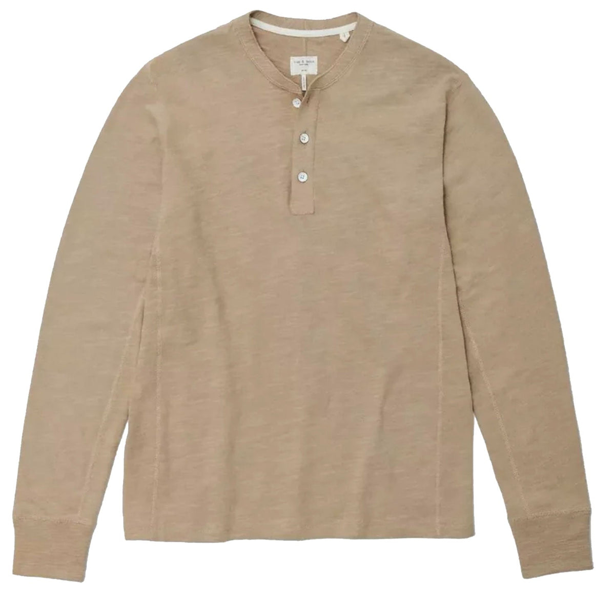 Camiseta con botones de hombre de algodón de manga larga color taupe