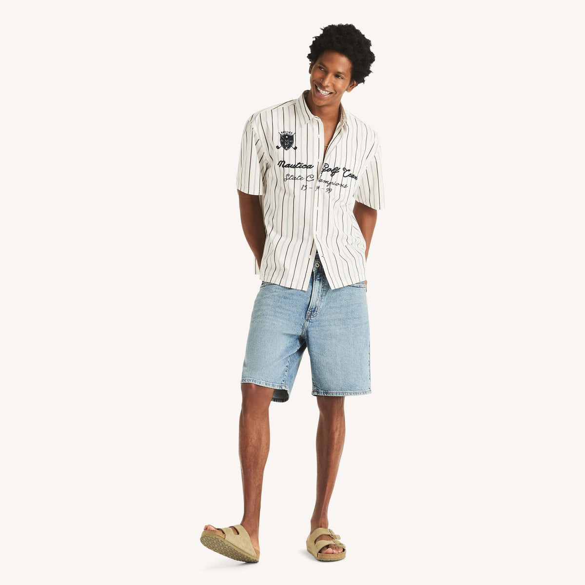 Camisa de hombre de manga corta a rayas