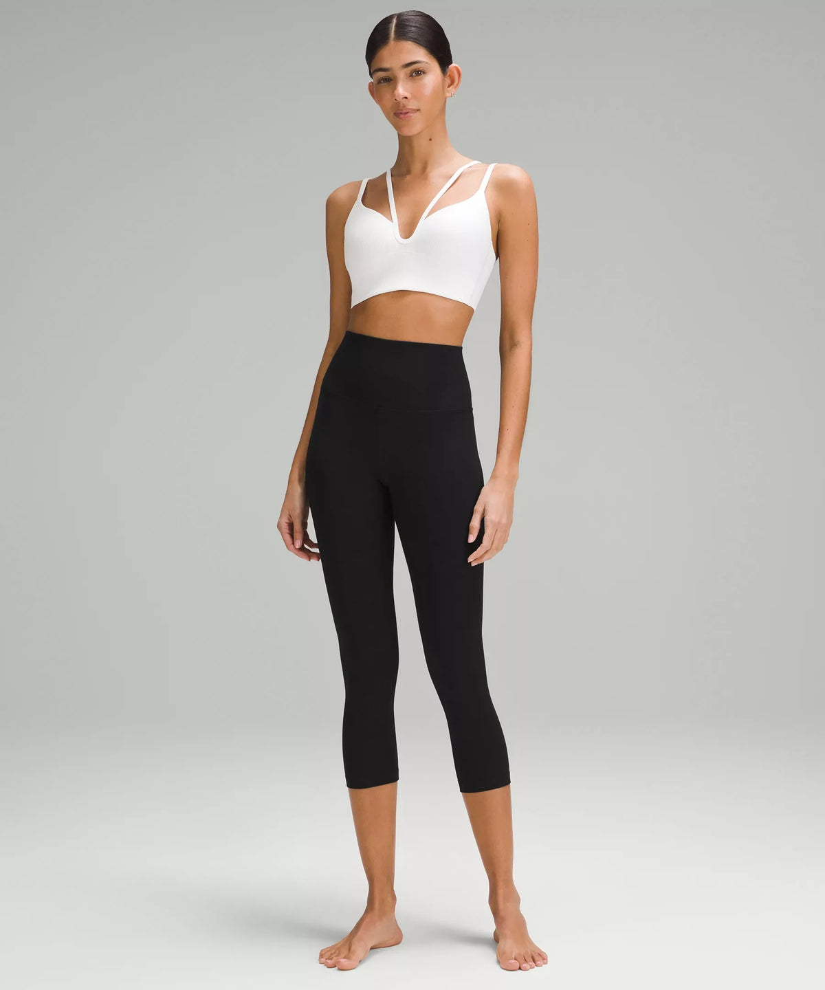 Pantalón de tiro alto con tejido acanalado