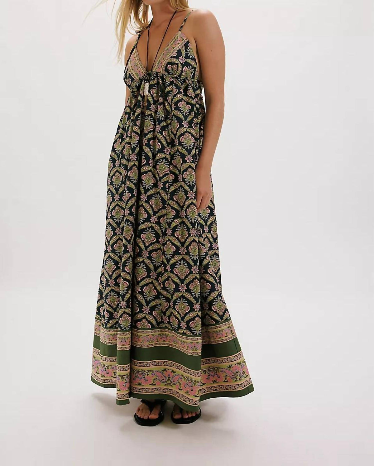 Vestido largo con estampado color azul