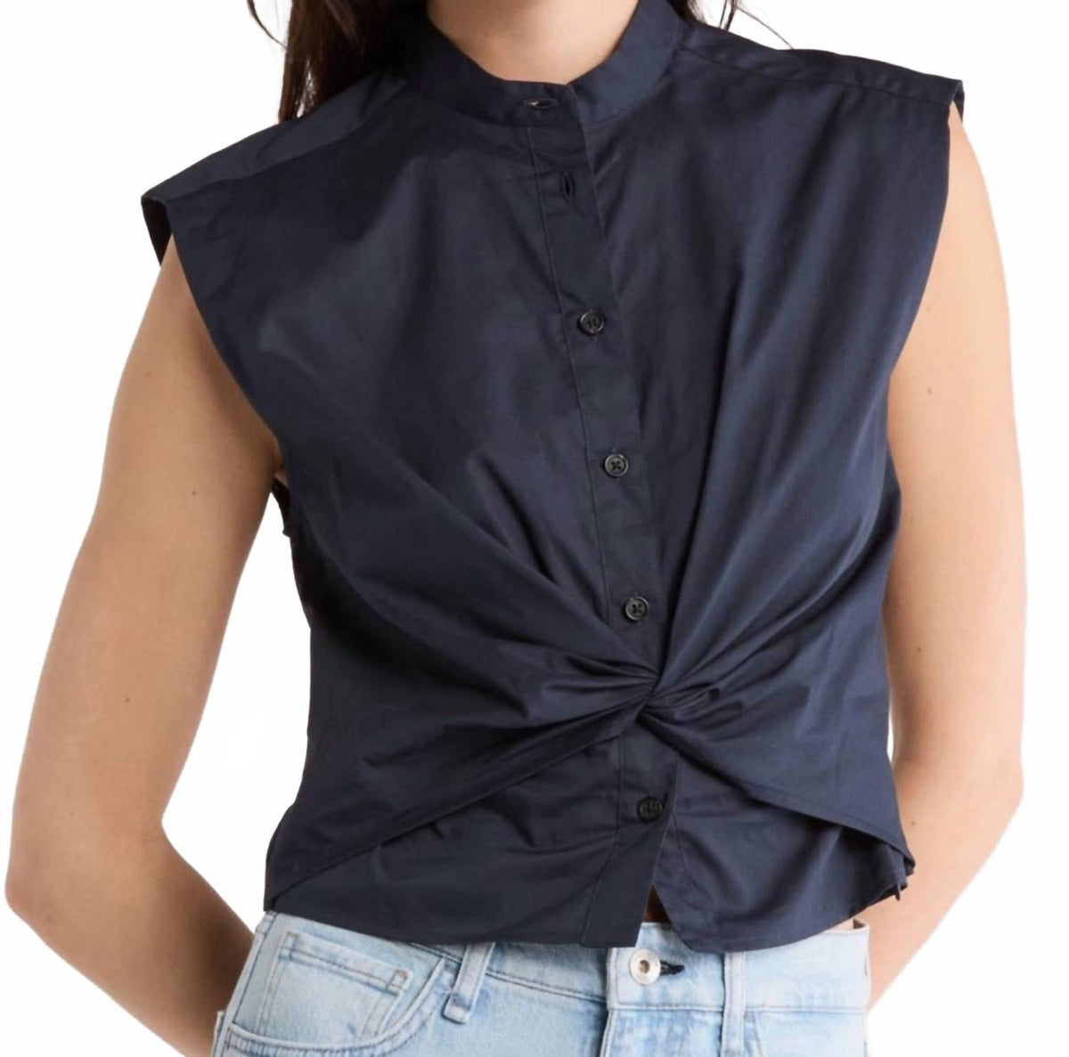 Camisa sin mangas color azul