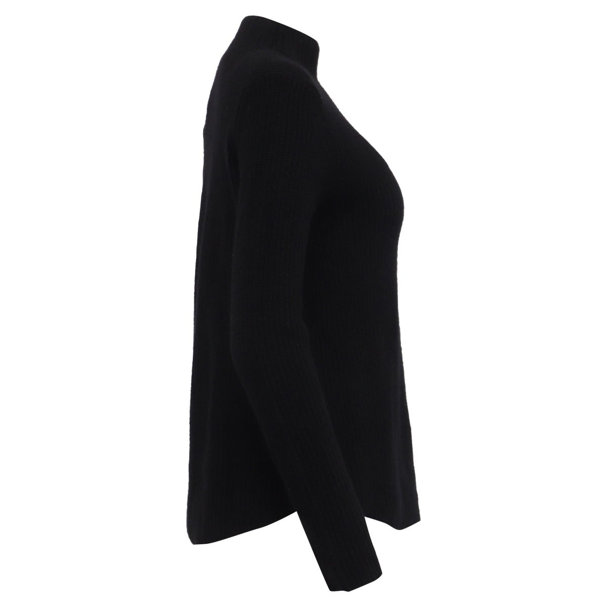 Suéter de cachemira con cuello alto con tejido acanalado color negro