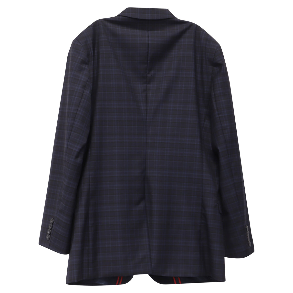 Blazer de lana a cuadros color azul marino