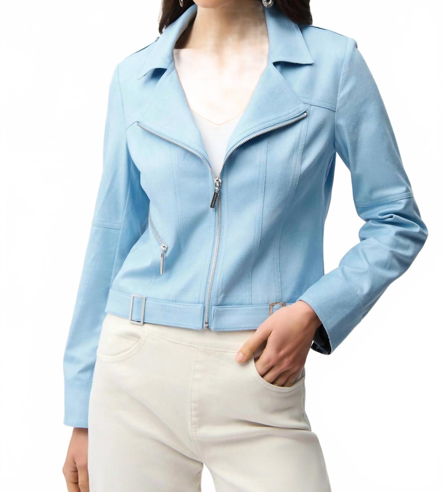 Chaqueta de gamuza sintética color azul