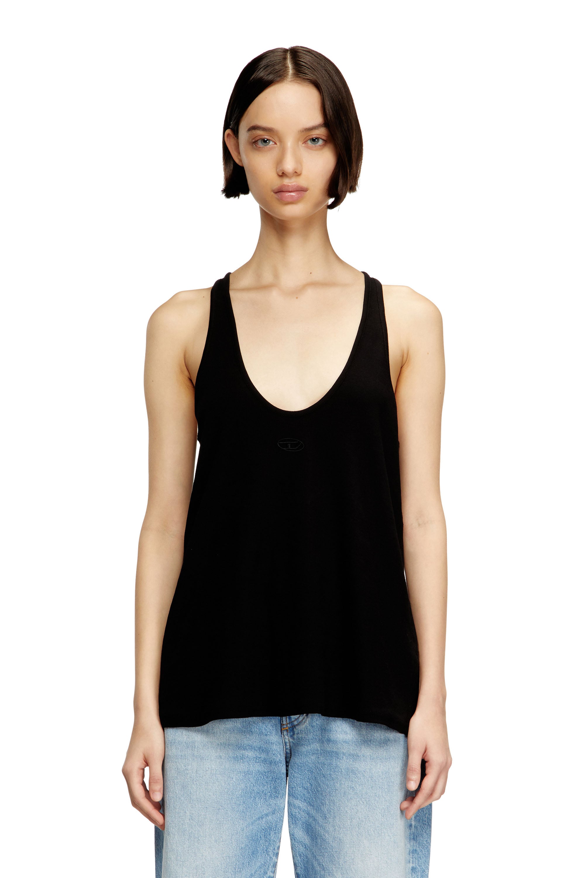 Camiseta sin mangas con tejido acanalado