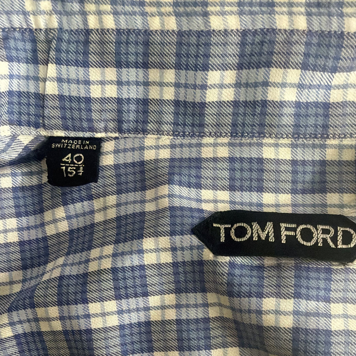 Camisa de algodón a cuadros color azul claro