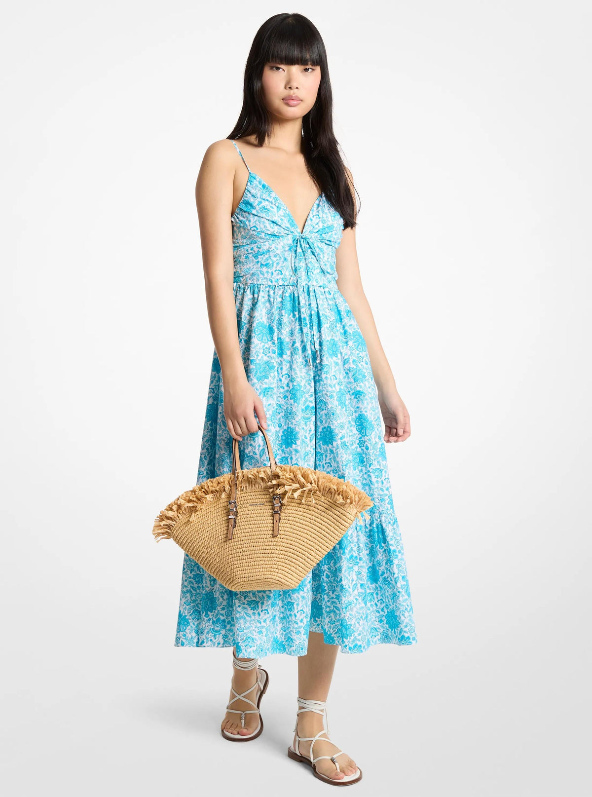 Vestido de algodón midi con estampado floral