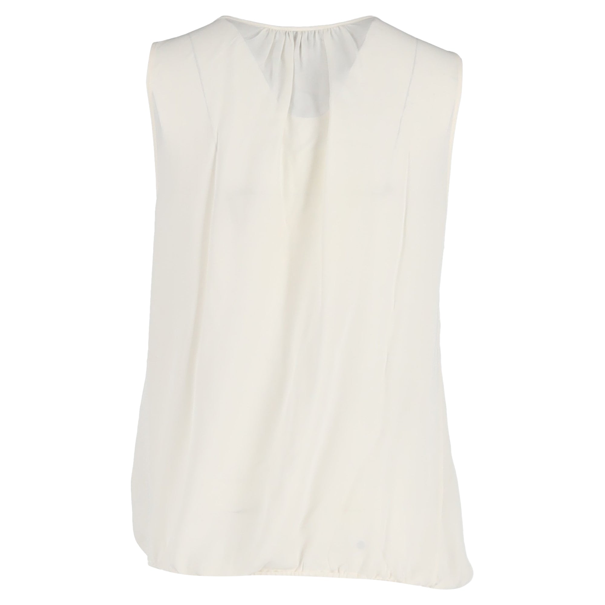 Blusa de seda sin mangas color marfil